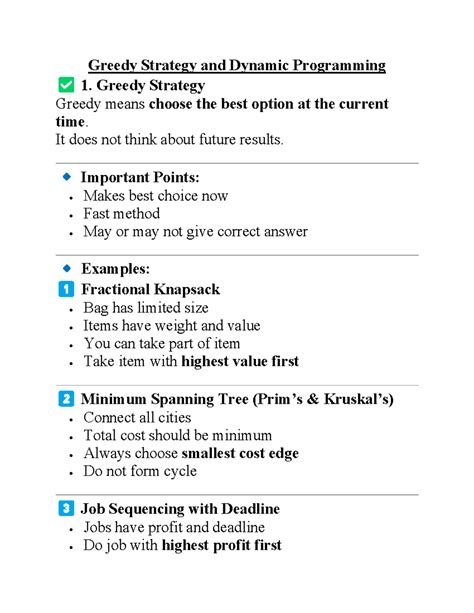 Greedy Strategy & Dynamic Programming Overview: Key Concepts & Examples ...
