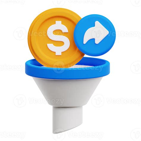 Sharing Dollar Coin Funnel 3D Icon Isolated On Transparent Background ...