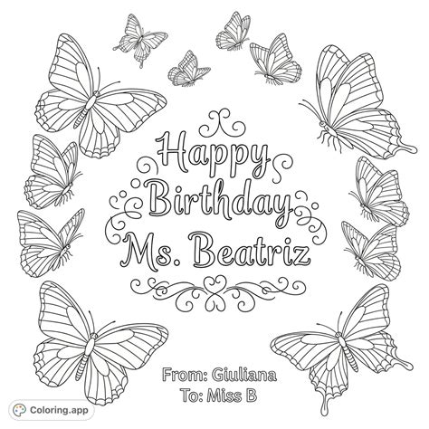 Butterfly Birthday Banner - Coloring.app