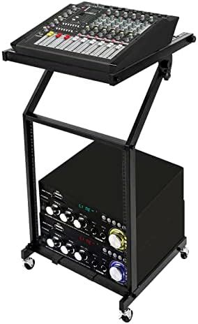 12U DJ Audio Mixer Stand Open Frame, Free Standing Rolling DJ Mixer ...
