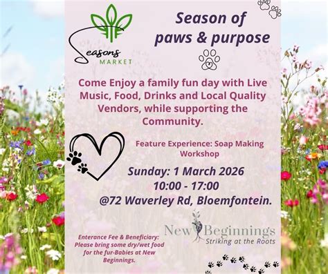 Seasons Market - Season of Paws & Purpose, 72 Waverley Rd, Bloemfontein ...