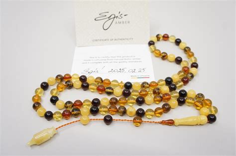 Islamic Natural Baltic Amber Prayer 99 Round Beads, Muslim Tasbih ...