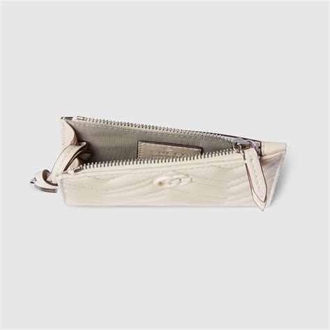 GG Marmont zip key pouch in ivory leather | GUCCI® SG