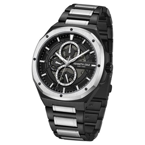 Buy Online Kenneth Cole Multifunction Black Dial Stainless Steel Strap ...