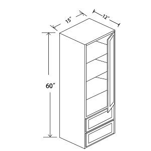Shop RTA Arcadia Natural Tall Counter Linen Cabinet, 1 Door, 2 Drawers ...