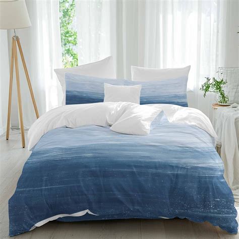 Abstract Ocean Comforter Set Full Size, Blue Gradient Oil Painting ...