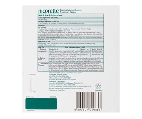 Nicorette Quickmist Nicotine 1mg/spray Mouthspray Fresh Mint - Twin ...