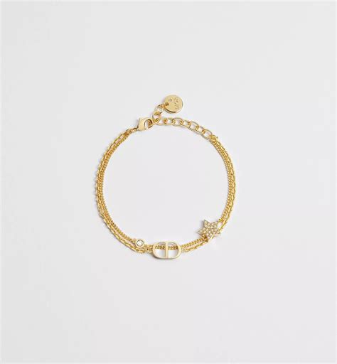 Petit CD Double Bracelet Silver-Finish Metal and Silver-Tone Crystals ...