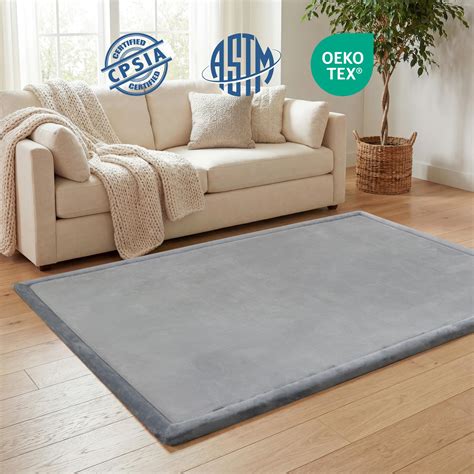 PaPaMat Baby Play Mat for Floor, 1.5" Thick Upgrade Flannel/Coral ...