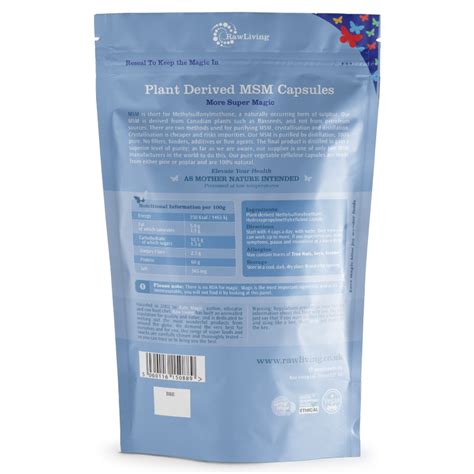 Raw Living Limited MSM Capsules (1000mg) - Plant Derived 100% Pure - Shop