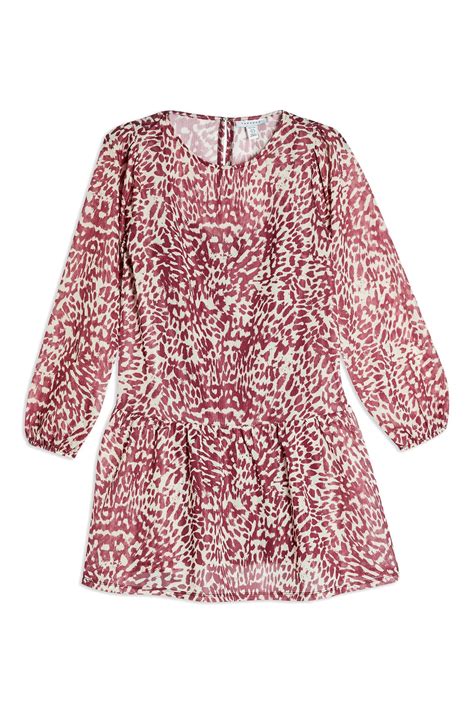 Topshop Animal Print Long Sleeve Minidress (Women) | Nordstromrack