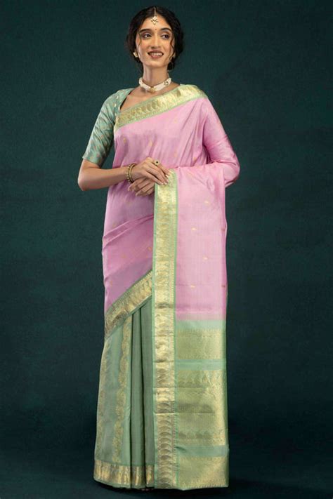 Bottle Green Blended Bangalore Silk Saree – Nalli Silk Sarees Pvt Ltd