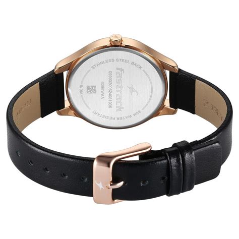 Buy Online Fastrack Stunners Quartz Analog Black Dial Black Leather ...