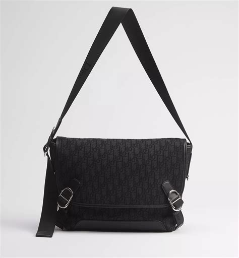 Medium Dior Jett Messenger Bag with Flap Black Dior Oblique Jacquard | DIOR