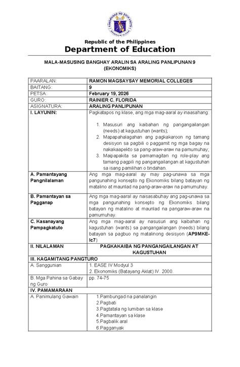 Pagkakaiba ng Pangangailangan at Kagustuhan (AP9MKEIc7) - Studocu