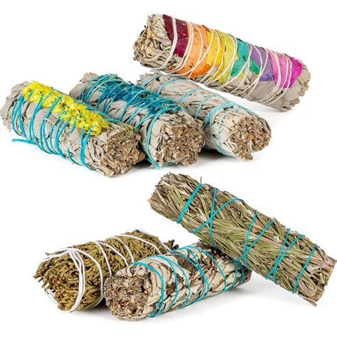 10 Sage Smudge Kit - Flower Sage, White Sage, Blue Sage, Yerba Santa ...