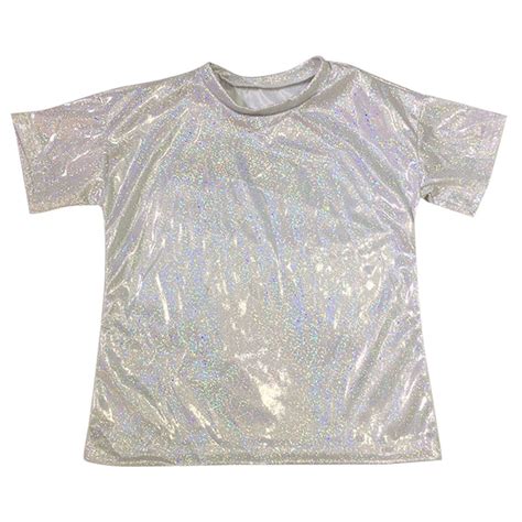 Children Boys Girls Glitter Shiny Metallic T Shirt Short Sleeve Jazz ...