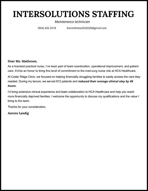 Rn Sample Cover Letter Sample Nurse Cover Letters | Job Application