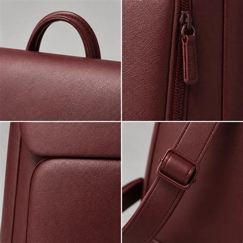 Mahogany Brown Leather Backpack, Structured Flap Rucksack, Minimalist ...
