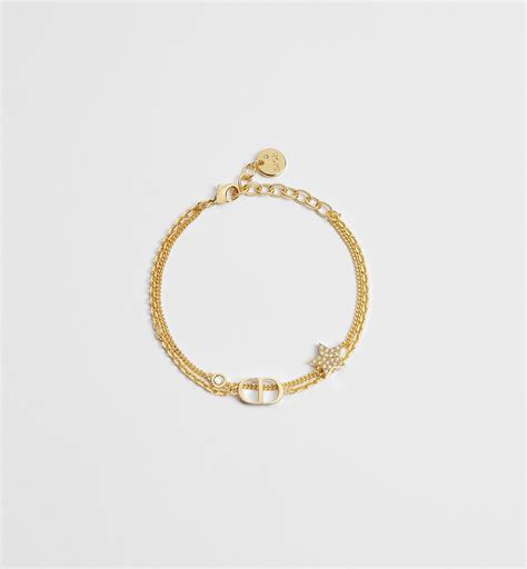 Petit CD Double Bracelet Gold-Finish Metal and Sparkling Crystals | DIOR