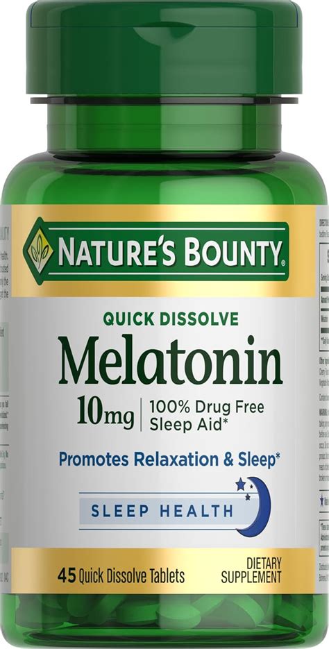 Amazon.com: Nature's Bounty Melatonin, 100% Drug Free Sleep Aid ...