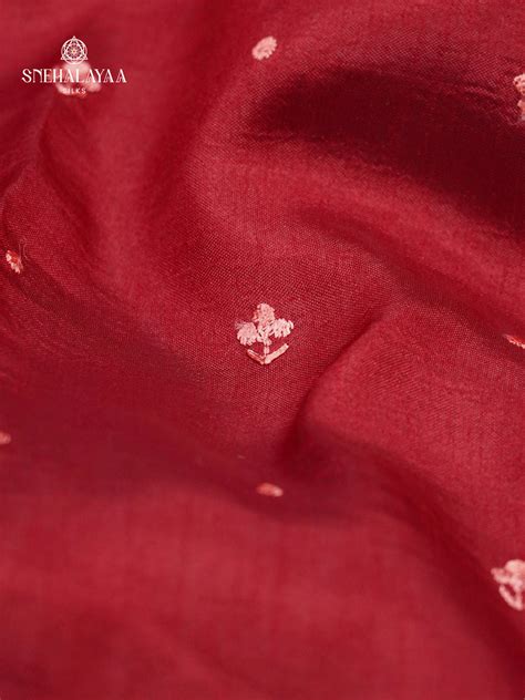 Red Munga Tussar Embroidery Saree – Snehalayaa Silks