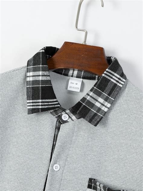 Men's Business Casual Sport Colorblock Waffle Short Sleeve Long Pants Lapel Shirt Set Outfit ...