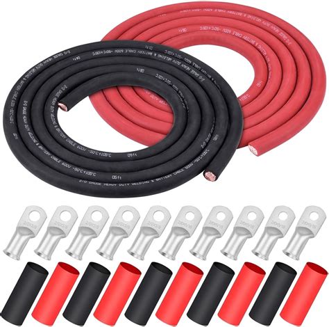 2/0 Gauge 2/0 AWG Wire 10 Black + 10 Red Welding Pure Copper Flexible ...