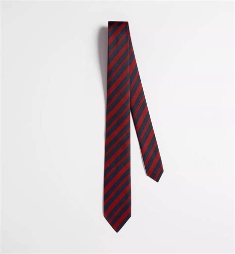 Striped Tie Navy Blue and Red Silk | DIOR