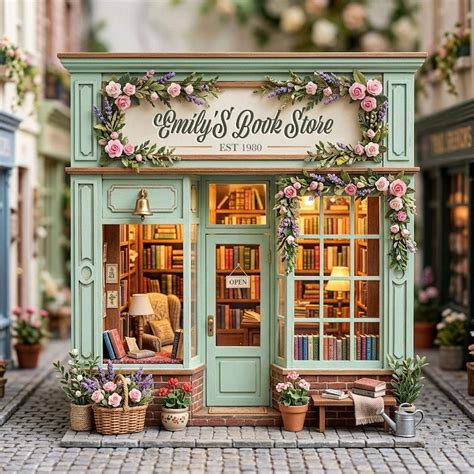 Buy Personalized Bookshop Sign, Miniature Wooden Bookstore Decor ...