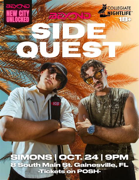 SIDE QUEST, Simons (Gainesville, FL), 24 October to 25 October | AllEvents