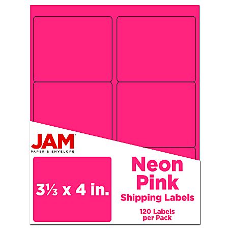 JAM Paper Mailing Address Labels Rectangle 3 13 x 4 Neon Pink Pack Of ...