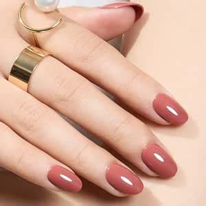 Amazon.com: modelones Pink Short Press on Nails, Spring Oval Fake Nails ...