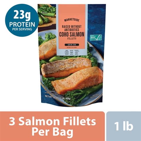Marketside Coho Salmon Skin-On Filet 16 oz Frozen Raised Without ...