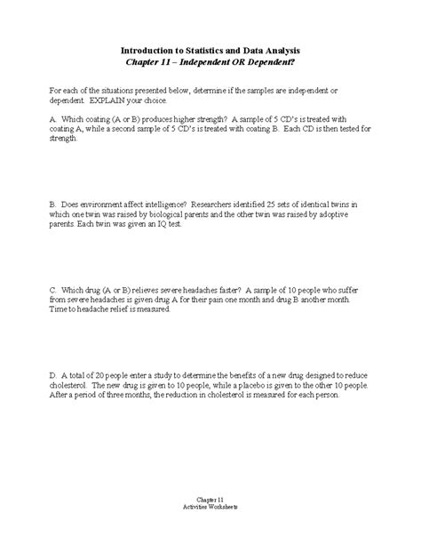 Introduction to Statistics and Data Analysis Chapter 11: Independent vs ...