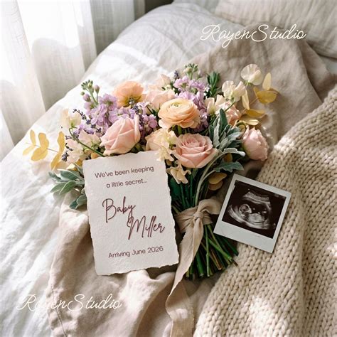 Neutral Pregnancy Announcement Template, Editable Baby Reveal Social ...