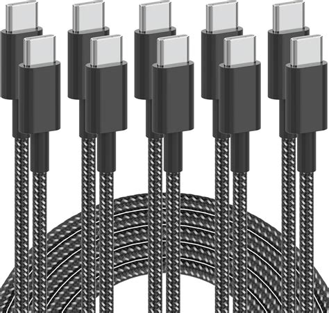 Amazon.com: USB C Cable, 5Pack 6FT USB C to USB C Cable 60W(3A) Nylon Braided Type C Fast ...