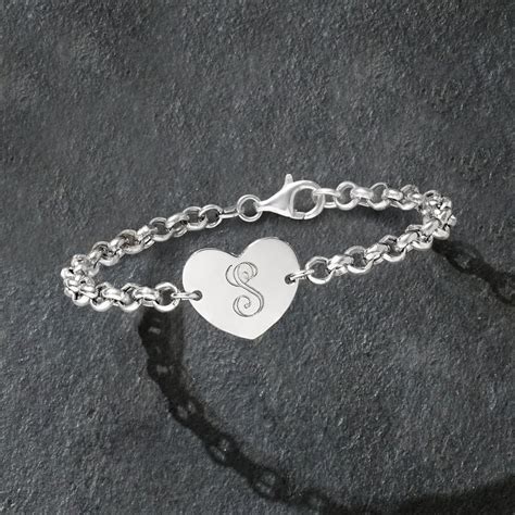 Monogram - Italian Sterling Silver Heart Bracelet. 8" | Ross Simons