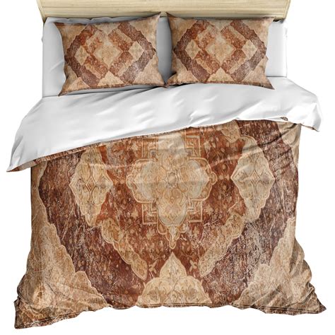 Beige Boho Bedding 3 Piece Duvet Cover Set Full Size, Ethnic Modern ...