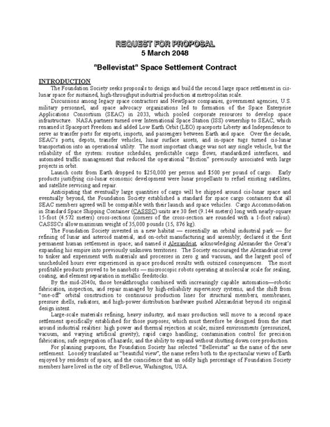 RFP for Bellevistat Space Settlement Design - 5 March 2048 - Studocu