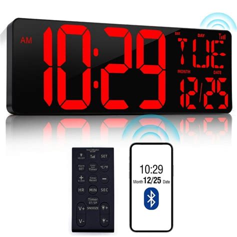 Reloj de pared digital CYMHCHL de 17.2 pulgadas con Bluetooth y ...