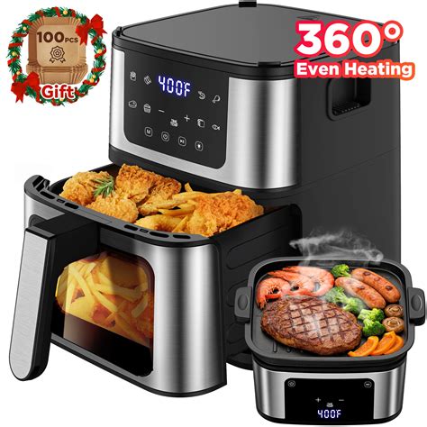 8-in-1 Digital Air Fryer Oven with Grill Pan & 100 Air Fryer Liners, 7 ...