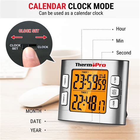 ThermoPro LCD Digital Kitchen Timer Clock Dual Countdown Stopwatch