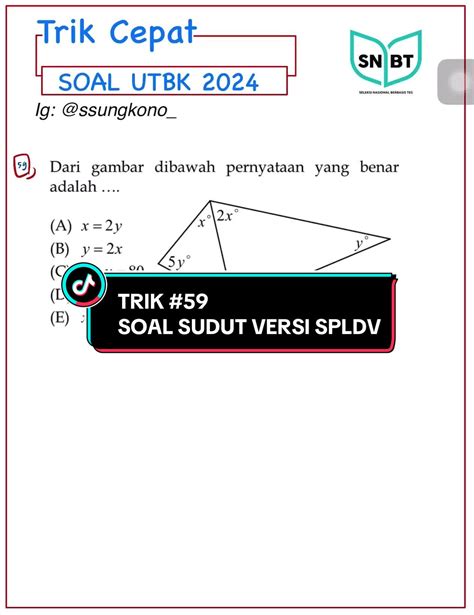 TRIK CEPAT SOAL SUDUT UTBK SNBT 2024 #utbk #utbk2024 #soalutbk #snbt20 ...