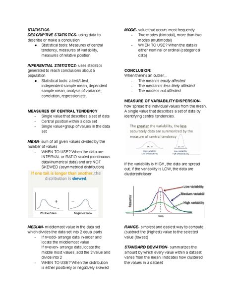 STATISTICS 101: Descriptive & Inferential Analysis Notes - Studocu