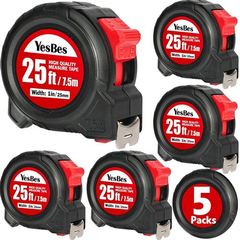 Tape Measure 25 ft, 5 Pack Bulk Easy Read Measurement Tape, lf-Locking ...