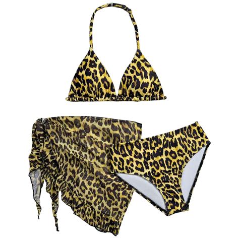 Nwiuh Girl's 3 Piece Bikini Sets Floral Halter Triangle Bathing Suit ...