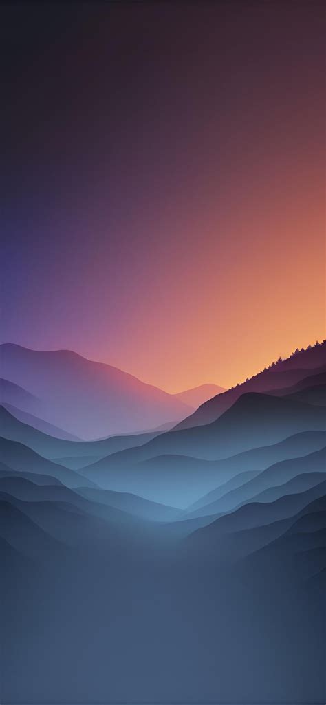 Layered Mountain Sunset Landscape Full HD iPhone Wallpaper