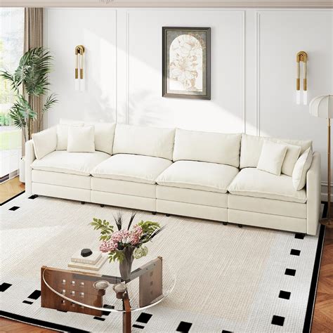 Amazon.com: Aoowow Modular Sectional Sofa,147.2 Inch Deep 4-Seater Sofas Comfy Chenille Cloud ...