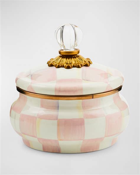 MacKenzie-Childs Rosy Check Enamel Squashed Pot | Neiman Marcus
